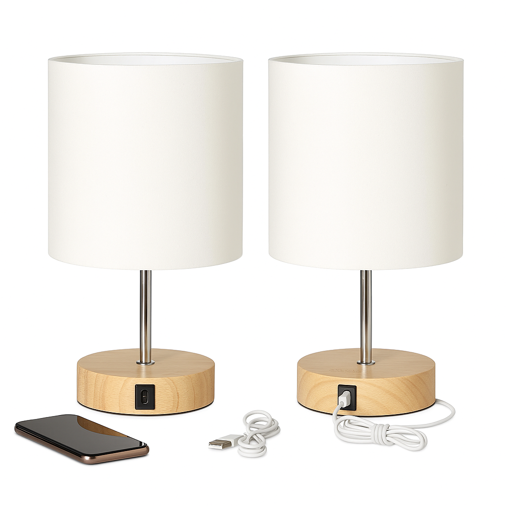 Set de 2 Lámparas Táctil con entrada USB Whiteline