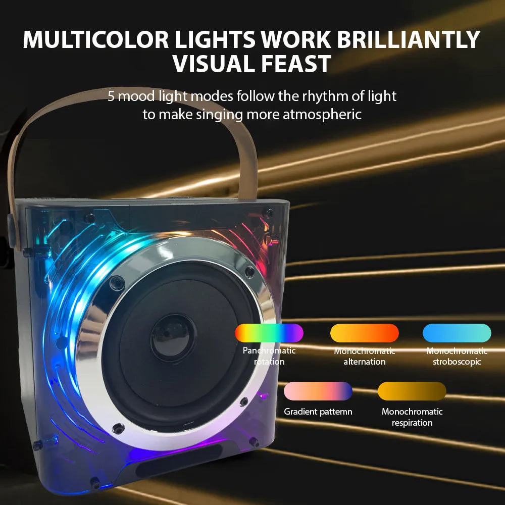 Mini Karaoke Machine 2 Micrófonos Inalámbricos Bt Micrófono Sycron