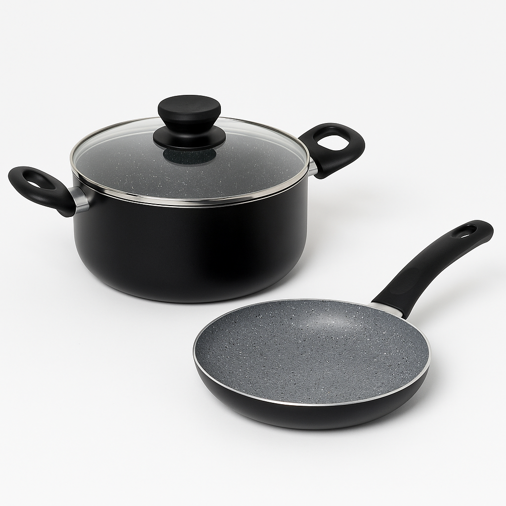 Set Olla + Sarten Stone 22cm Antiadherente - Home Elements