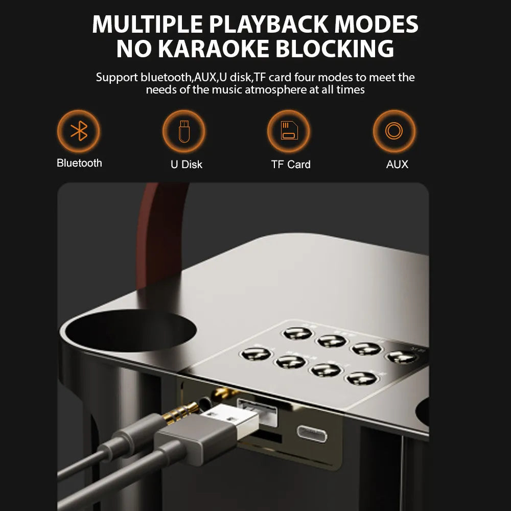Mini Karaoke Machine 2 Micrófonos Inalámbricos Bt Micrófono Sycron