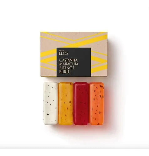 Ekos Jabones en barra puro vegetal cremosos, exfoliantes y refrescantes Caja con 4 unidades de 100 g cada uno